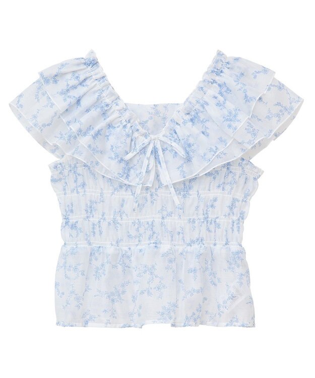 earth music&ecology ダブルフリルノースリブラウス Off White