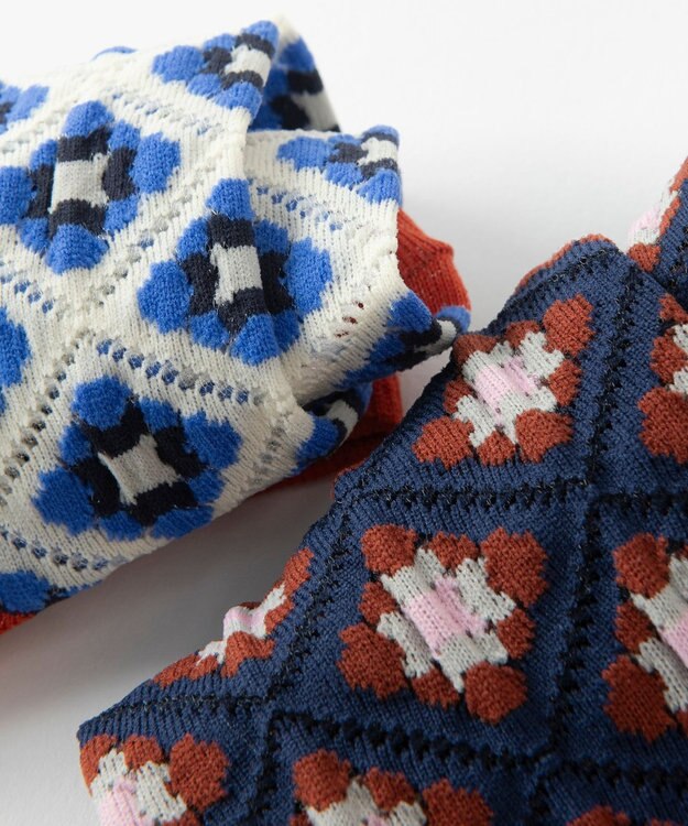 TRICOTE シアーモザイクタイルソックス 39NAVY