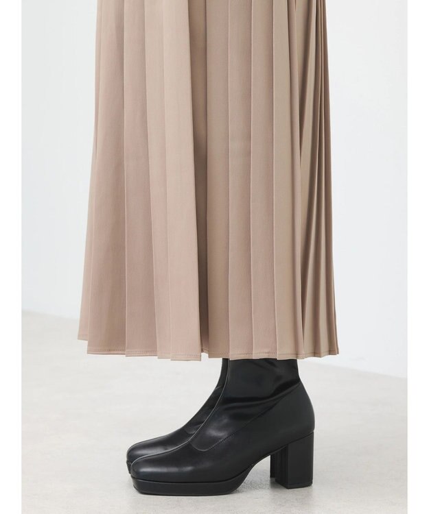 earth music&ecology サテンプリーツスカート Gold