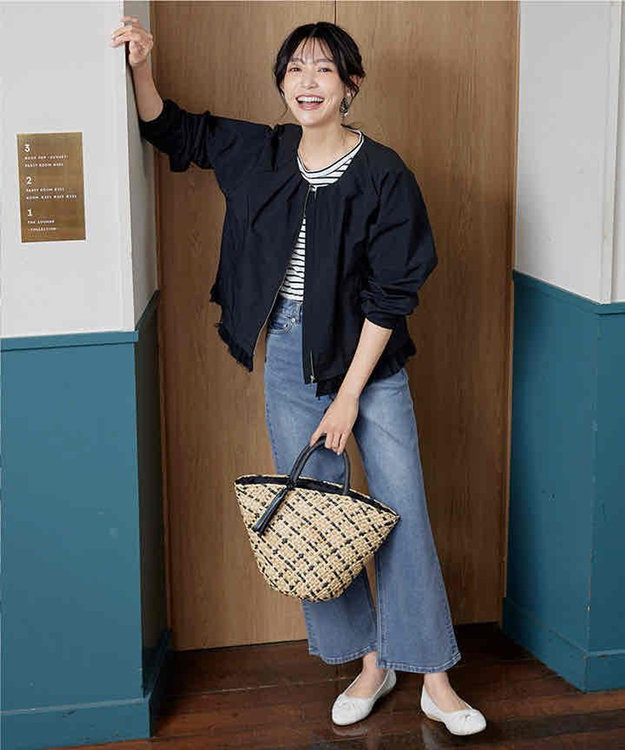 Tiaclasse 【安田美沙子さん/小倉優子さん着用】【洗える】ストレッチワイドデニム ブルー