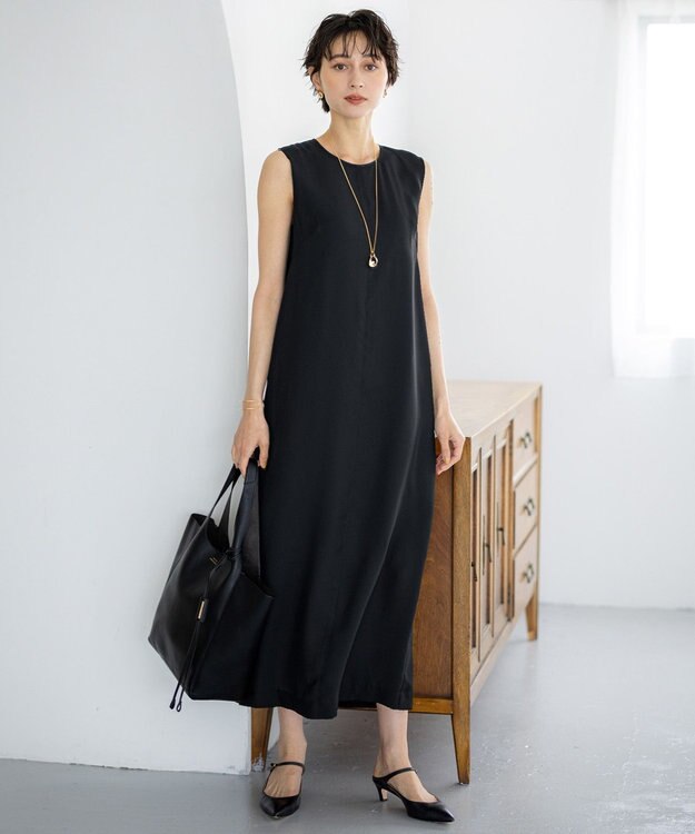 23区 S 【一部店舗限定/UVカット/洗える】ライトウェイトツイル ケープ付き ワンピース ブラック系