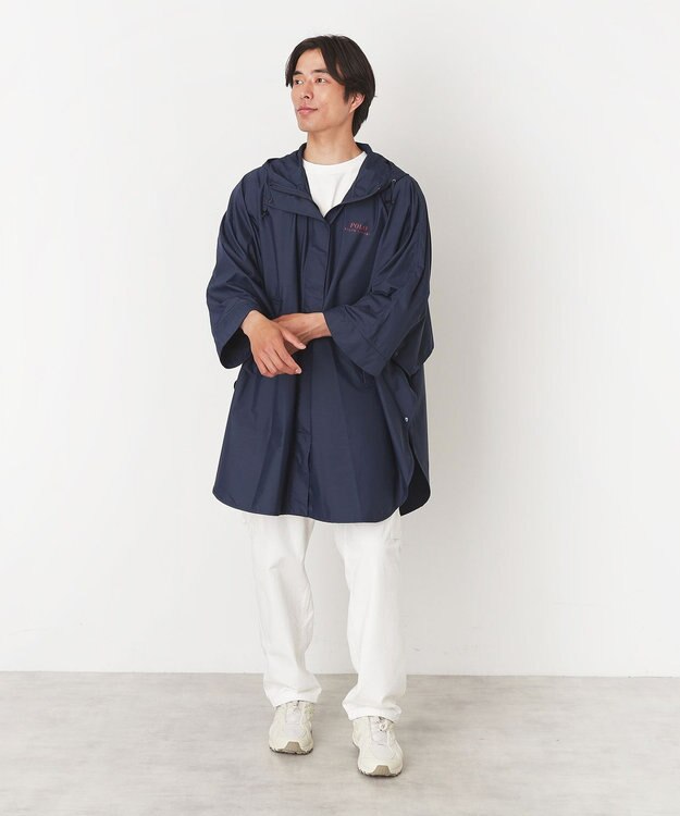 MOONBAT POLO RALPH LAUREN レインポンチョ レインベア 50デニール生地／着丈98cm 収納袋付き ネイビーブルー