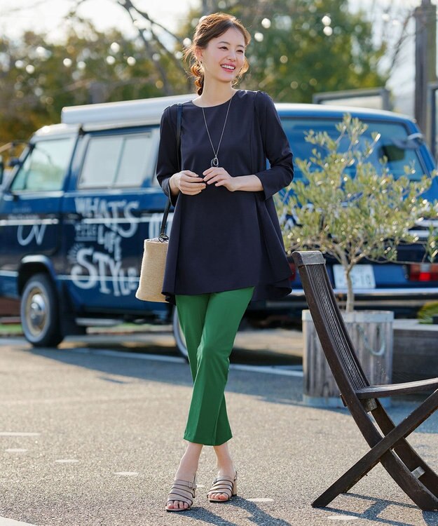 Tiaclasse L 日本製サーラドライ・テーパードパンツ グリーン