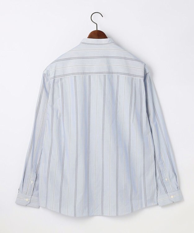 JOSEPH ABBOUD 【シルクブレンド】シルクコットンストライプバンドカラー シャツ ブルー系2