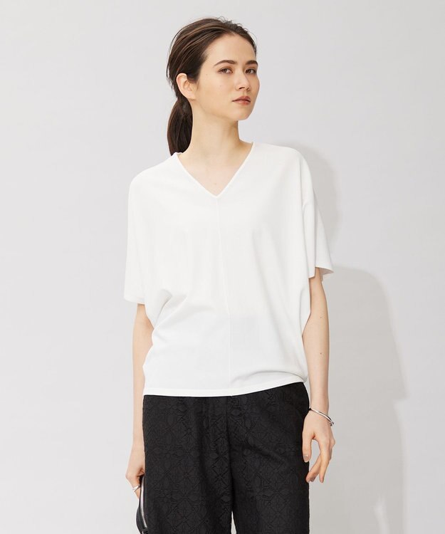 ICB 【洗える】VIS/NYハイゲージ Vネックプルオーバー オフホワイト系