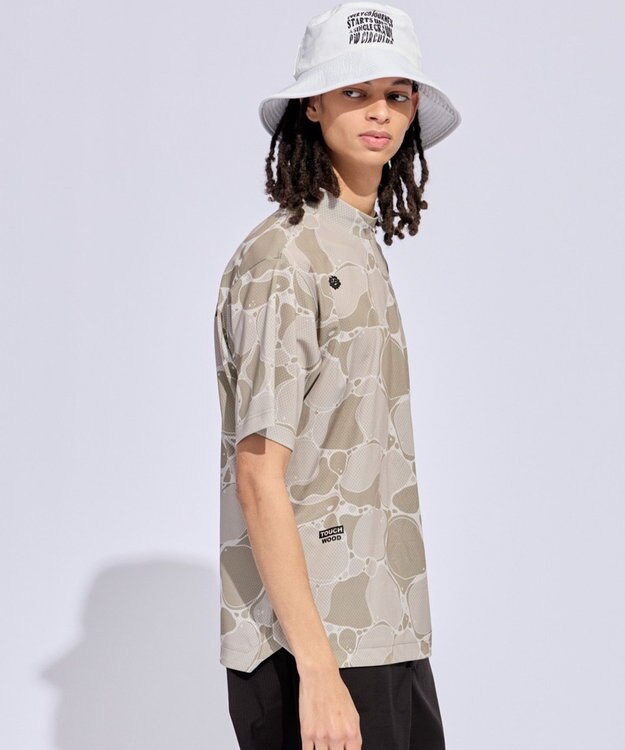 PW CIRCULUS 【MEN】WATER SURFACE プリントモックネックT ゴルフ ベージュ系5