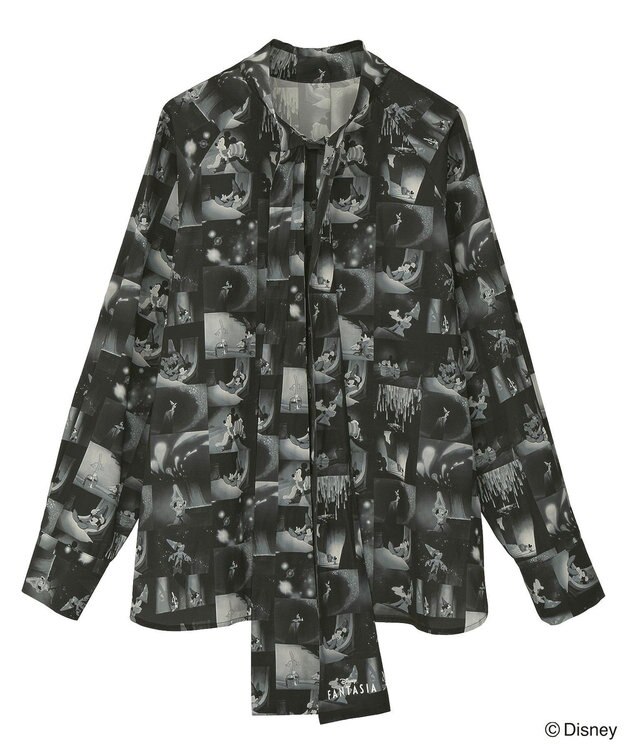 Green Parks ＦＡＮＴＡＳＩＡ／総柄ボウタイブラウス Black