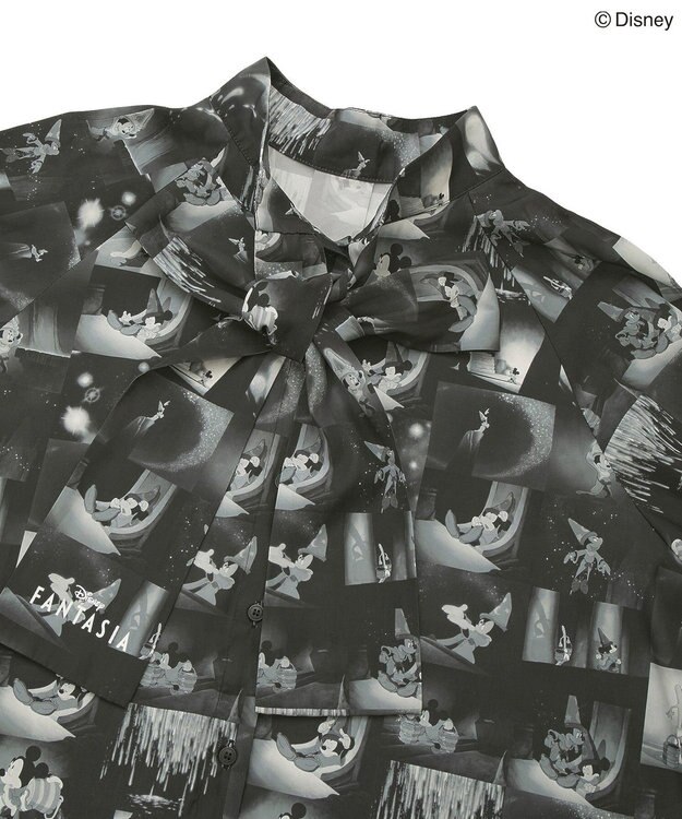 Green Parks ＦＡＮＴＡＳＩＡ／総柄ボウタイブラウス Black