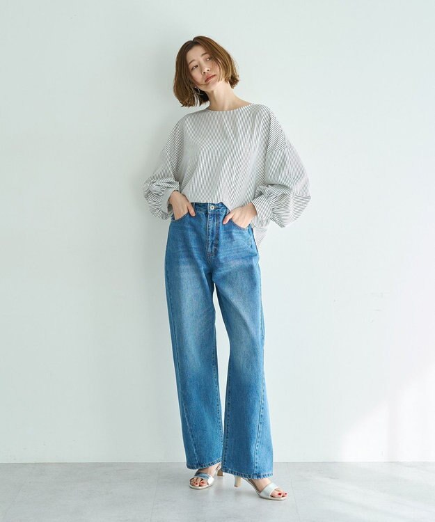 YECCA VECCA 2wayボリューム袖ブラウス Stripe