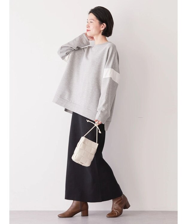 AMERICAN HOLIC 異素材ショルダー切り替えスウェット2 Light Gray Mixture