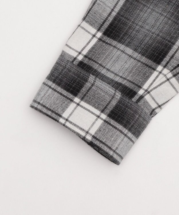 WEGO 【25年秋冬新作/ユニセックス着用ITEM/MLサイズ展開】オンブレチェックフードネルシャツ（LS） ブラックチェック1