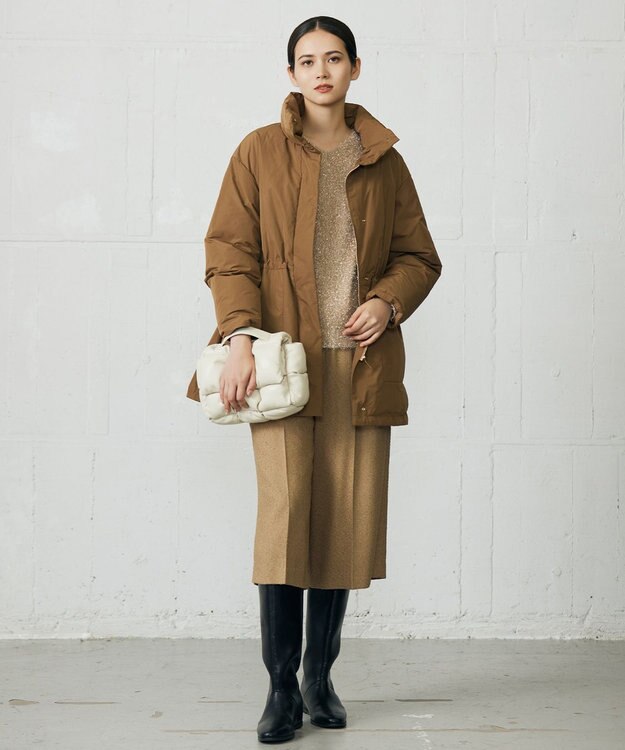 自由区 L 【17号サイズまで展開・カタログ掲載】マイクロタッサーダウンスタンドカラー コート キャメル