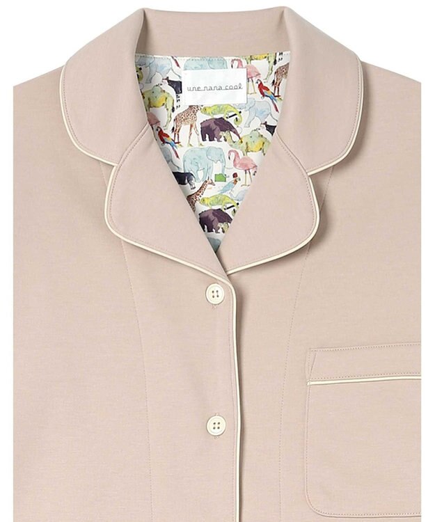 une nana cool 【綿混】ハイゲージダブルエアー 長袖開襟パジャマ MADE WITH LIBERTY FABRIC ベージュ