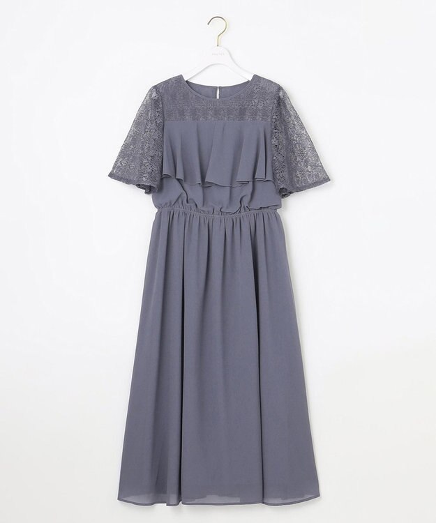 ANY SIS S 【Lily Calin】ラッフルディテール ドレス スモーキーブルー
