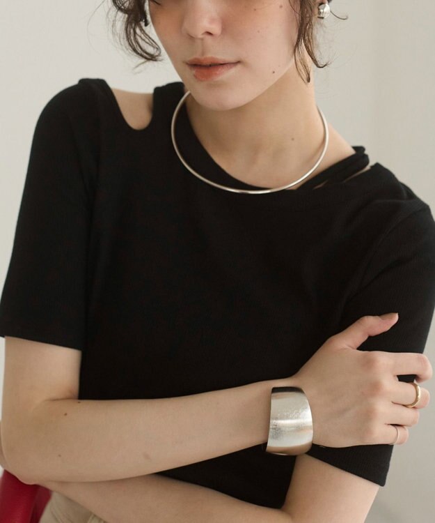 WEGO 【ANGIE VINTAGE】アシンメトリーカットアウトトップス ブラック