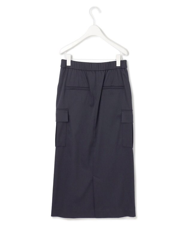 ICB L 【洗える】ウォームサテン カーゴスカート ネイビー系