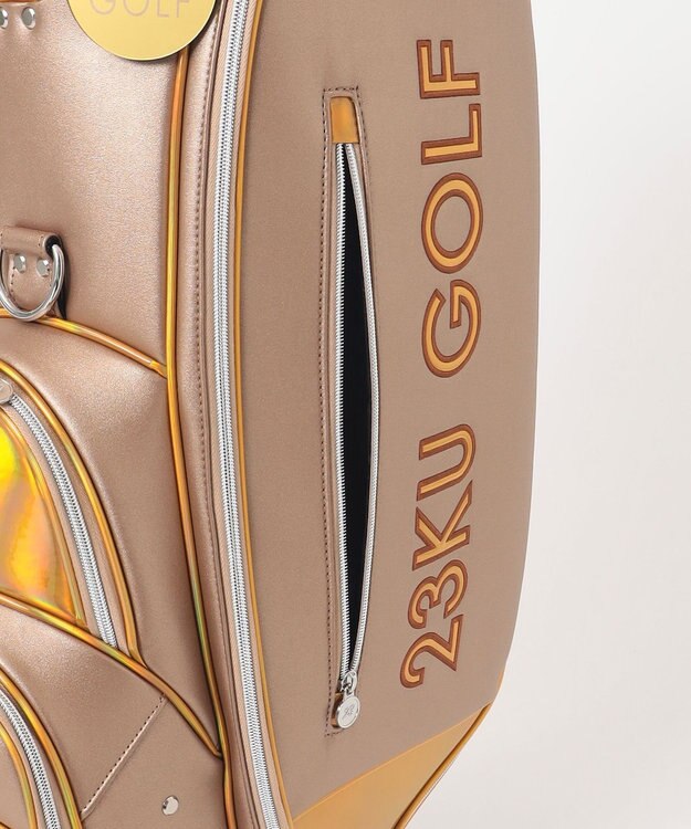 23区GOLF 主役級の華やかさ【UNISEX】ホログラム キャディバッグ 見た目・収納力・機能性抜群 ラウンドに最適！ ベージュ系