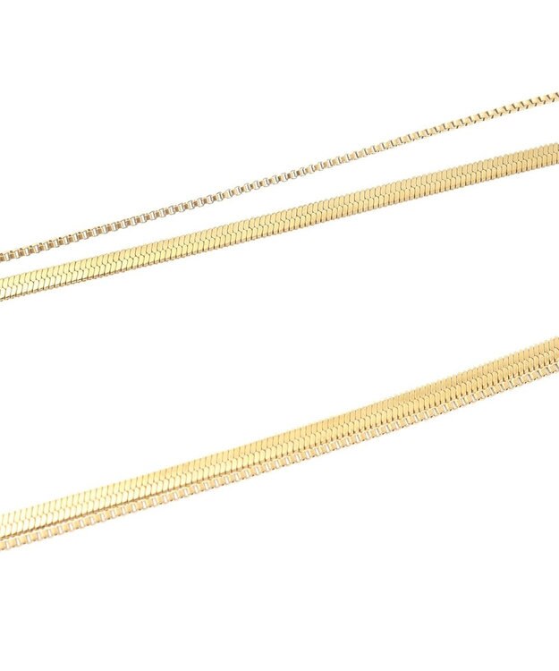 YECCA VECCA 2連スネークチェーンステンレスネックレス Gold