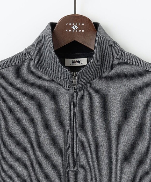 JOSEPH ABBOUD 【保温性/軽量り/ジャパンファブリック】ストライプジャカードジップ  プルオーバー グレー系1