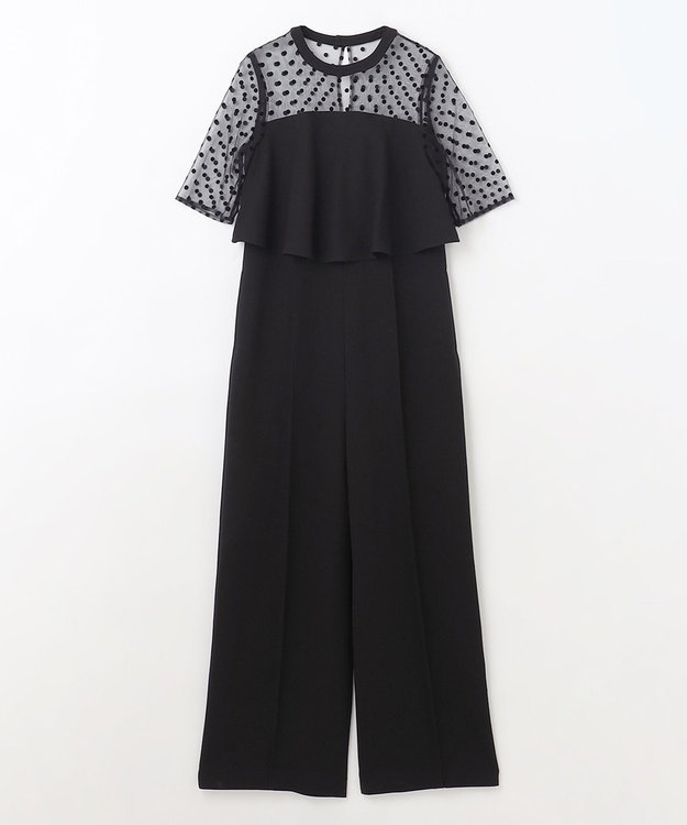 GRACE CONTINENTAL ドットチュールサロペット ブラック
