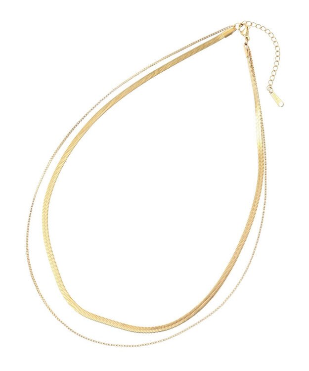 YECCA VECCA 2連スネークチェーンステンレスネックレス Gold