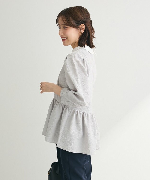 Green Parks ef-de 衿取り外しペプラムブラウス Light Gray