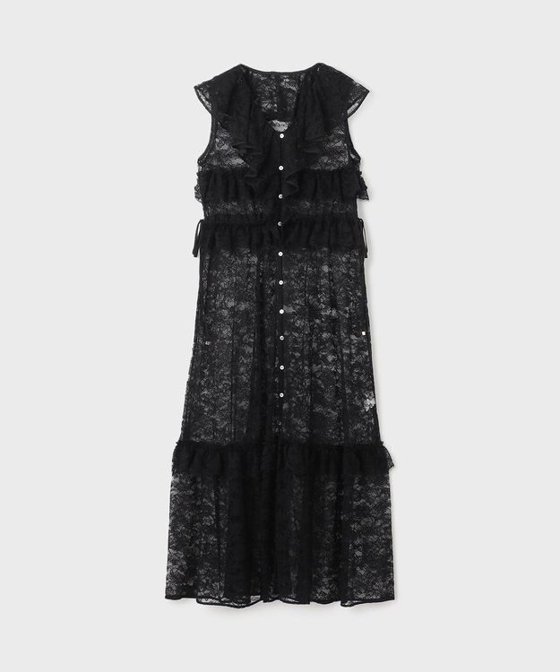 GRACE CONTINENTAL フリルカラーレースワンピース ブラック