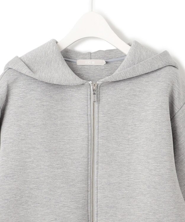 ICB 【洗える】 ビスコースエアーボンディング ジップアップフーディ ライトグレー系
