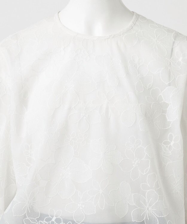 23区 【R(アール)】エンブロイダリーオーガンザ ブラウス ホワイト系