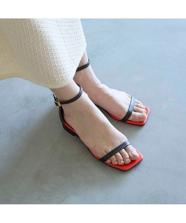 MODE ET JACOMO <MODE ET JACOMO>スリムストラップフラットサンダル ダークブラウン