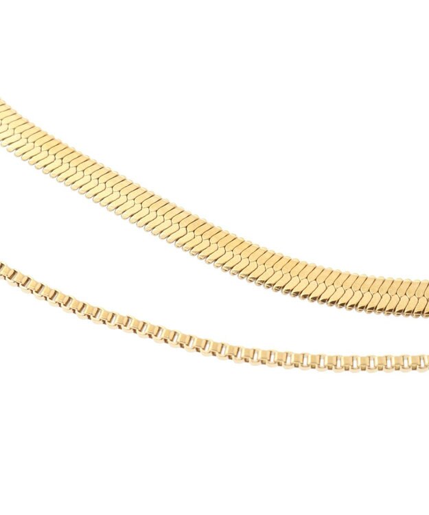 YECCA VECCA 2連スネークチェーンステンレスネックレス Gold