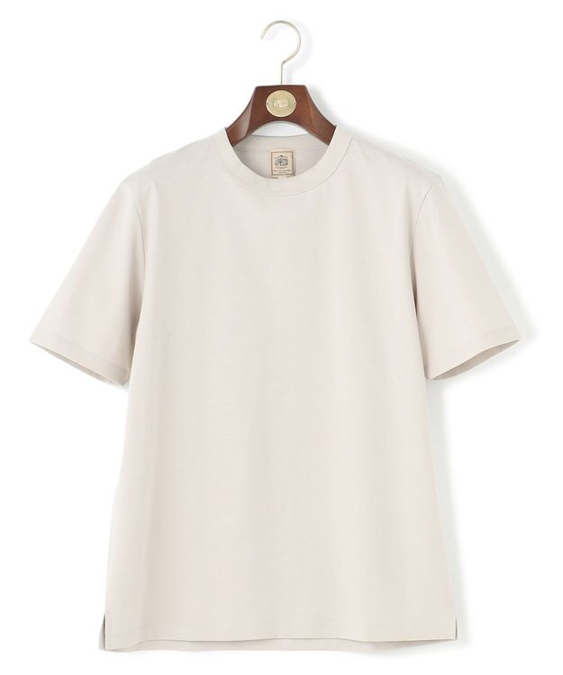 J.PRESS MEN シルクのような光沢感の上品Tシャツ【UVカット / 接触冷感 / 吸水速乾】【J.PRESS PREMIUM JERSEY】ポンチクルーネック Tシャツ ライトグレー系