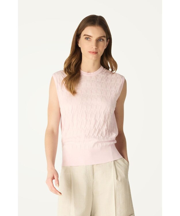 DAKS John Smedley for DAKS ハウスチェックノースリーブトップ ピンク