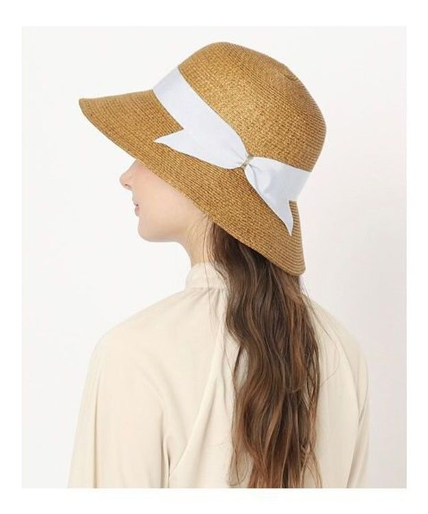 MOONBAT FURLA(フルラ) ペーパーブレードリボン巻きダウンハット サイズ調整可 オフホワイト