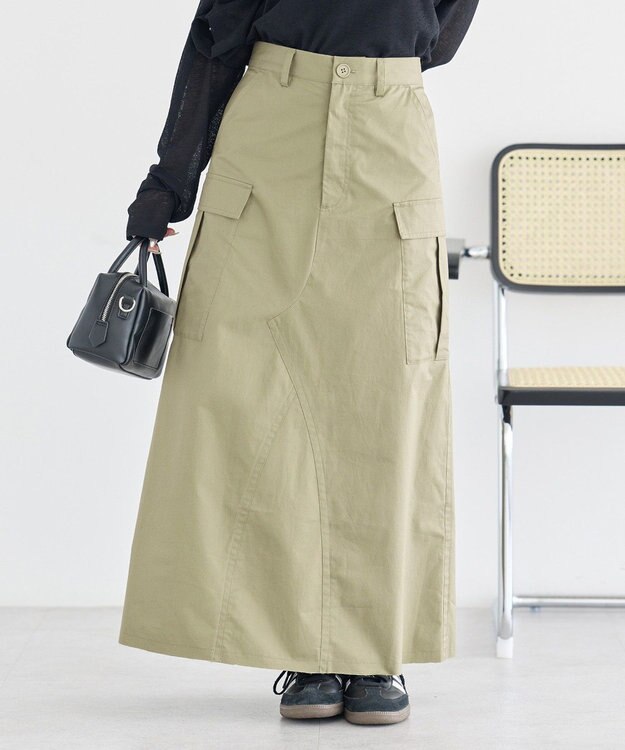 earth music&ecology ミリタリーリメイク風スカート Khaki
