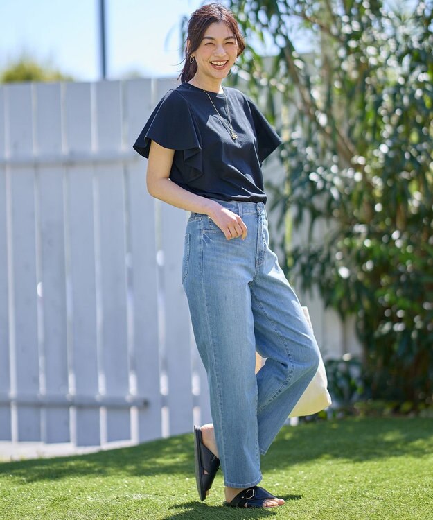 ANY L 【洗濯機可/接触冷感/UVケア】ソロナフリルスリーブプルオーバー ブラック