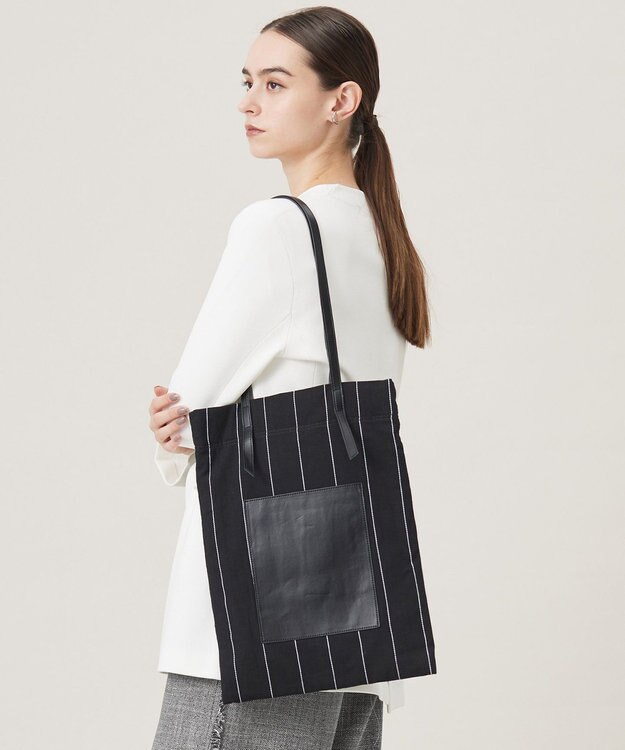 ICB スマートトートバッグ ブラック系ストライプ