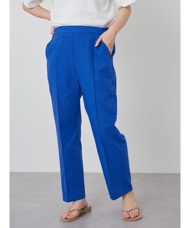 Green Parks 綿麻混イージーテーパードパンツ Royal Blue