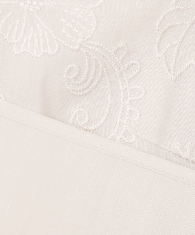 自由区 L 【洗える】シアーエンブロイダリークロップド丈 ブラウス ベージュ