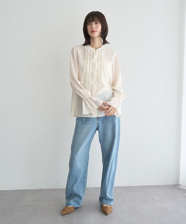 YECCA VECCA フリルデザインブラウス Ivory
