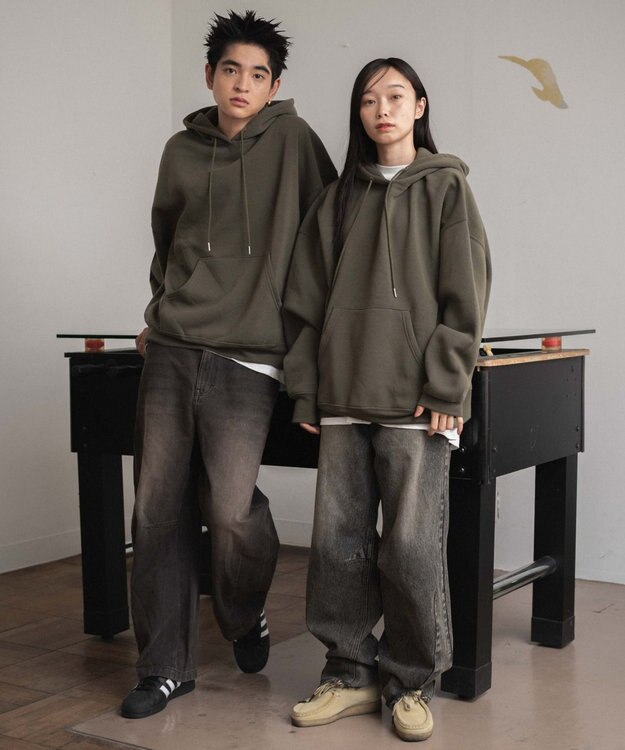 WEGO 【ユニセックス着用ITEM/MLXLサイズ展開/新色追加/裏起毛】スウェットプルパーカー カーキ