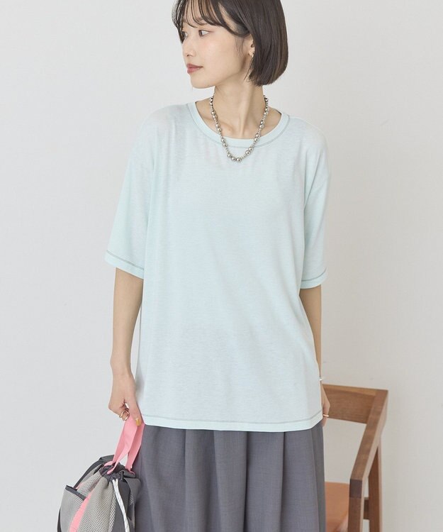AMERICAN HOLIC 【先行予約】【マルチ機能】配色ステッチルーズTシャツ Mint