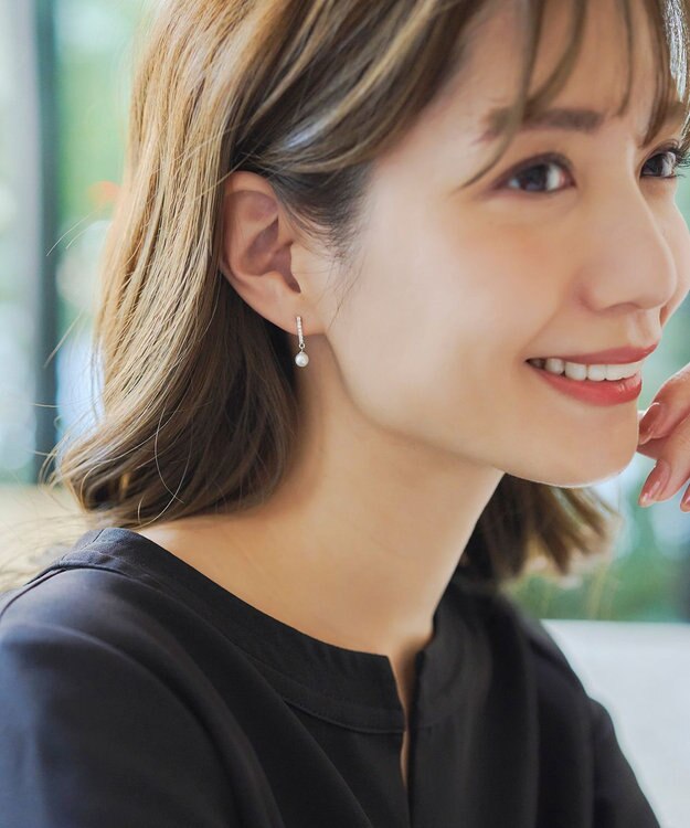 Tiaclasse 【金属アレルギー対応・養殖パール】ストーンバー＆パールピアス シルバー