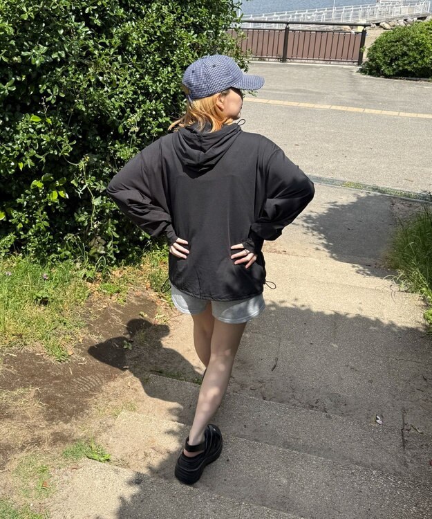 WEGO 【UVカット/吸水速乾/水陸両用/ラッシュガード】ハーフジップアノラックパーカー ブラック