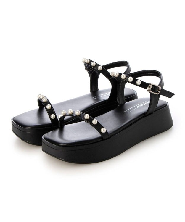 MODE ET JACOMO <noyau>パールデザイン厚底スポーツサンダル ブラック