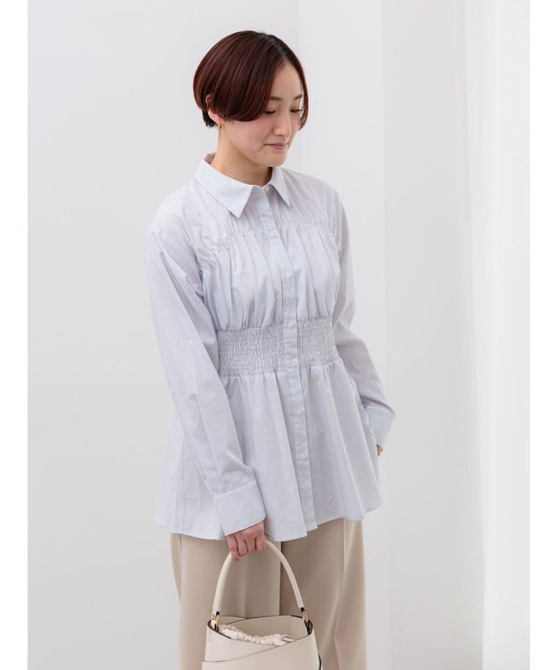 Te chichi ペプラムシャーリングシャツブラウス オフホワイト