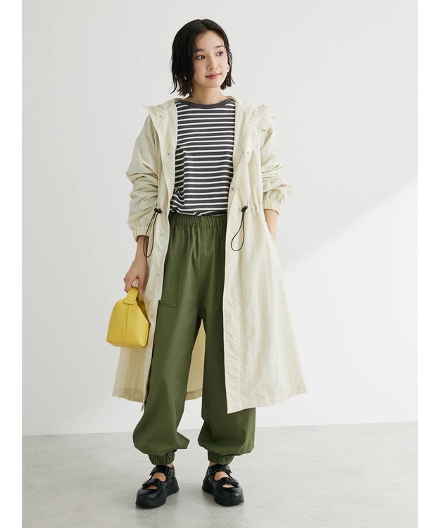 Green Parks フーデットロングコート Ecru