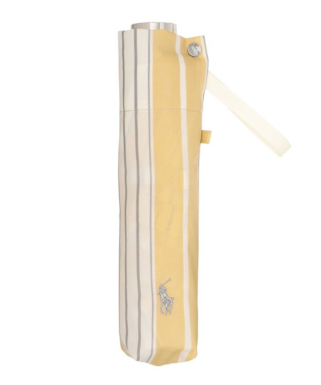 MOONBAT POLO RALPH LAUREN(ポロ ラルフローレン) 折りたたみ傘 ソフトストライプ ポロポニー ワンポイント レモンイエロー