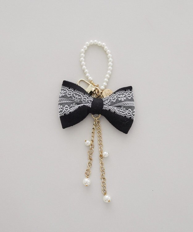 Maison de FLEUR ベロアレースリボンチャーム Black