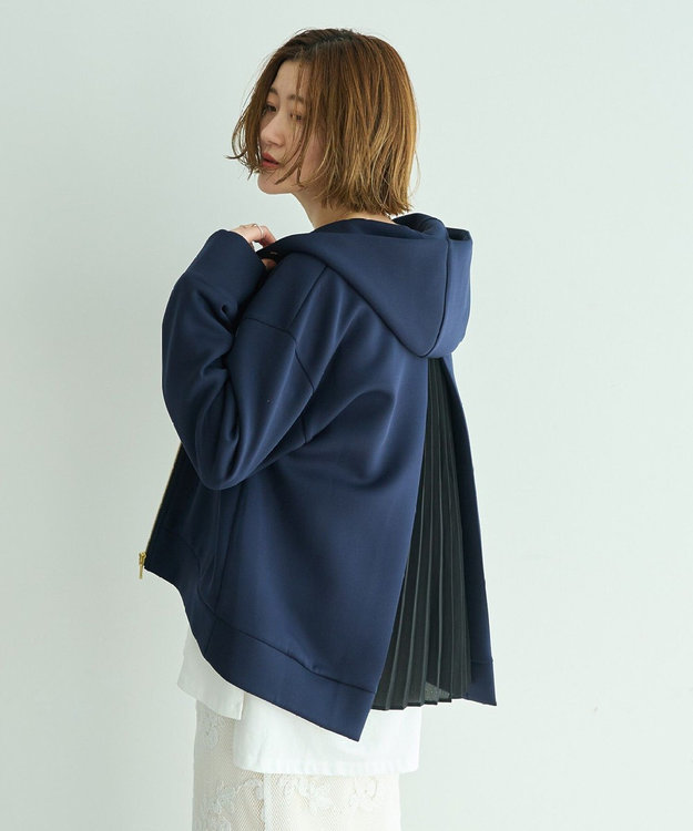 YECCA VECCA バックプリーツZIPフーディー Navy
